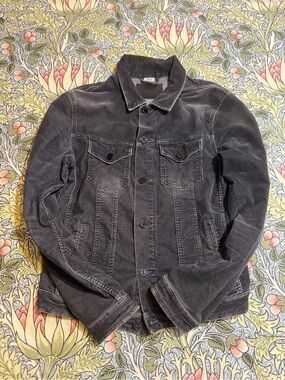 Jack&Jones Men's Washed Black Corduroy Jacket Size M. Strech.